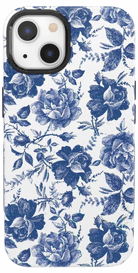 Rose to Fame | Blue & White Rose Floral Case iPhone Case get.casely Bold + MagSafe® iPhone 14 Plus 