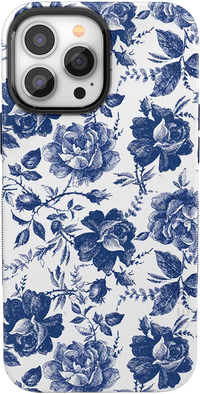 Rose to Fame | Blue & White Rose Floral Case iPhone Case get.casely Bold + MagSafe® iPhone 14 Pro Max 