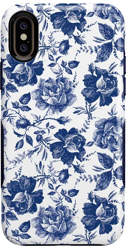 Rose to Fame | Blue & White Rose Floral Case iPhone Case get.casely Bold iPhone XS Max 
