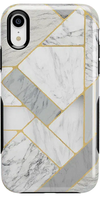 Sharp Lines | Geo White and Gold Marble Case iPhone Case get.casely Bold iPhone XR 