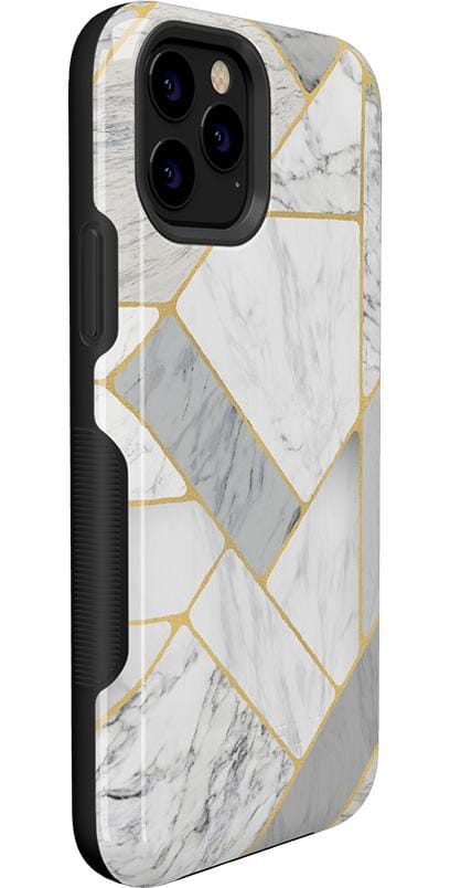 Sharp Lines | Geo White and Gold Marble Case iPhone Case get.casely 