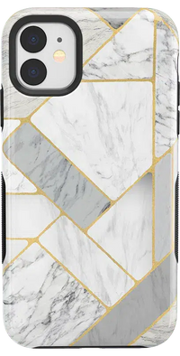 Sharp Lines | Geo White and Gold Marble Case iPhone Case get.casely Bold iPhone 11 