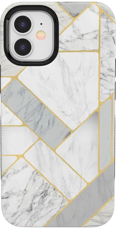 Sharp Lines | Geo White and Gold Marble Case iPhone Case get.casely Bold iPhone 12 Mini 