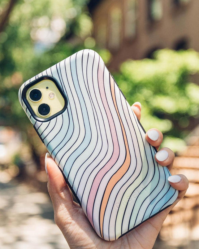 Ride The Wave | Pastel Rainbow Lined Case iPhone Case get.casely