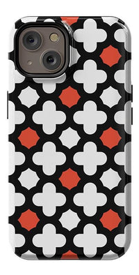 Red Lattice Tile | High Contrast Design Case Phone Case Casetry Essential + MagSafe® iPhone 14 