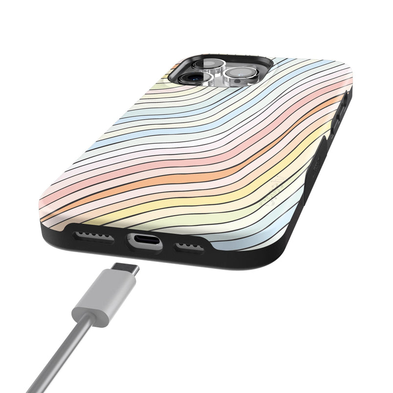 Ride The Wave | Pastel Rainbow Lined Case iPhone Case get.casely