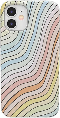 Ride The Wave | Pastel Rainbow Lined Case iPhone Case get.casely Classic iPhone 12 Mini