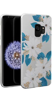 Blue and Gold Clear Floral Samsung Case Samsung Case get.casely 