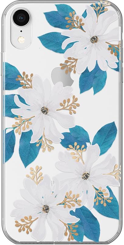 Forget Me Not | Blue and Gold Clear Floral Case iPhone Case get.casely Classic iPhone XR 