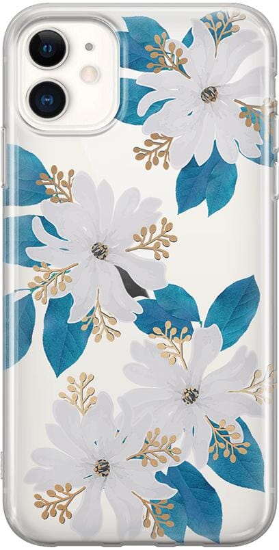Forget Me Not | Blue and Gold Clear Floral Case iPhone Case get.casely Classic iPhone 11 