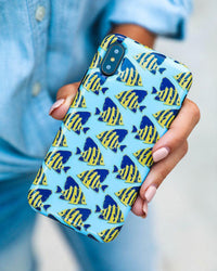 Something's Fishy | Navy Blue & Yellow Fish Print Case iPhone Case get.casely 